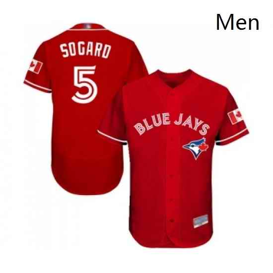 Mens Toronto Blue Jays 5 Eric Sogard Scarlet Alternate Flex Base Authentic Collection MLB Jersey